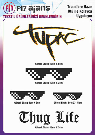 Ütü Ile Yapışan Tekstil Dtf Baskı Görseli Tupac Thug Life