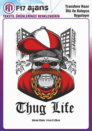 Ütü Ile Yapışan Tekstil Dtf Baskı Görseli Thug Life