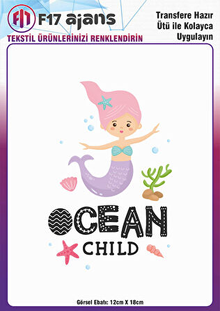 Ütü ile Yapışan Tekstil DTF Transfer Baskı Ocean Child