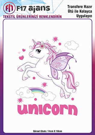 Ütü ile Yapışan Tekstil DTF Transfer Baskı Unicorn