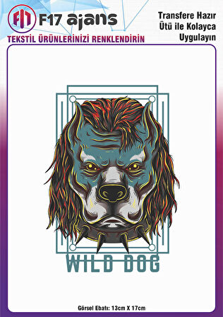 Ütü ile Yapışan Tekstil DTF Transfer Baskı Wild Dog