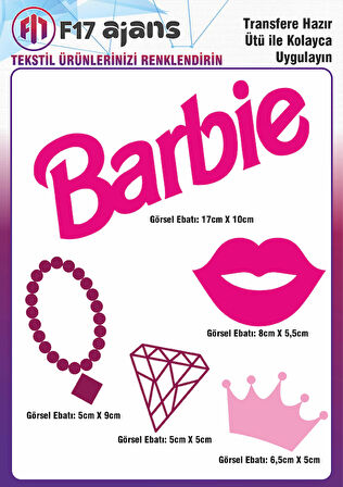 Ütü ile Yapışan Tekstil DTF Transfer Baskı Barbie