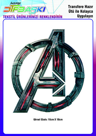 Avengers Yenilmezler Logo Ütü ile Yapışan Tekstil DTF Baskı