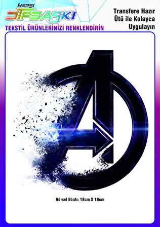 Avengers Logo Ütü ile Yapışan Tekstil DTF Baskı