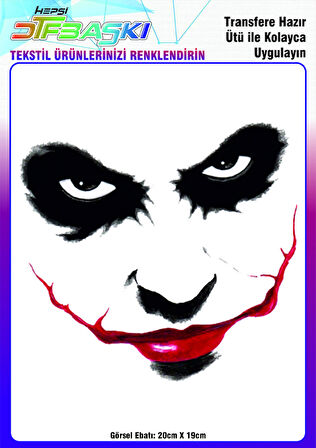 Joker Yüz Silüeti Ütü ile Yapışan Tekstil DTF Baskı