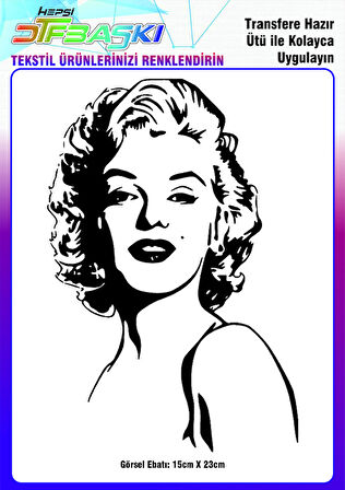 Marilyn Monroe Silüet Ütü ile Yapışan Tekstil DTF Baskı