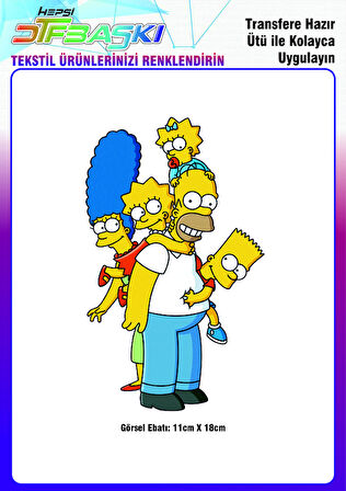 The Simpsons Ütü ile Yapışan Tekstil DTF Baskı