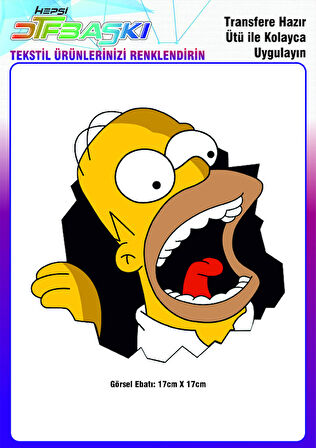 Homer Simpson Ütü ile Yapışan Tekstil DTF Baskı