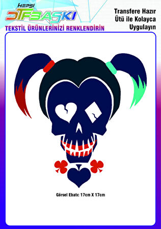 Harley Quinn Silüet Ütü ile Yapışan Tekstil DTF Baskı