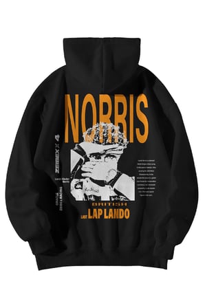 Unisex Siyah Oversize Hoodie - F1 Bang Lando Kinder Norris Baskılı 3 İplik Şardonlu Sweatshirt