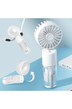 F2 Su Buharı Püskürtmeli Mini Fan Taşınabilir Sulu Buharlı El Vantilatörü Su Hazneli Mini Fan Şarjlı Pervane Boyun Askı İpli Mini Klima