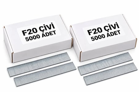 2'li Paket - F Tipi Tabanca Çivisi F20 / 5.000 Adet - F/J/8/E/TIPIN/TYPE47 Serisi Kesik Başlı Çivi