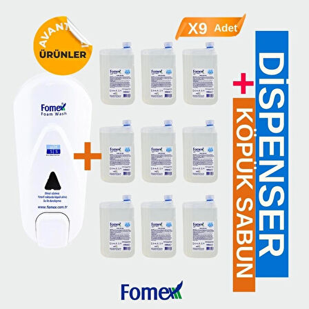 Fomex Köpük Sabun Aparatı Beyaz 1000 ML +F116 Köpük Sabun 1000 ml Standart 9 Adet