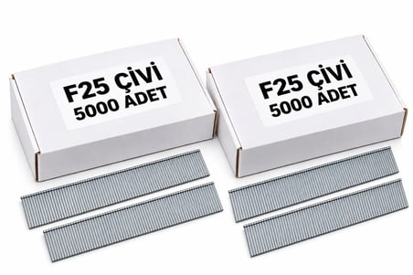 2'li Paket - F Tipi Tabanca Çivisi F25 / 5.000 Adet - F/J/8/E/TIPIN/TYPE47 Serisi Kesik Başlı Çivi