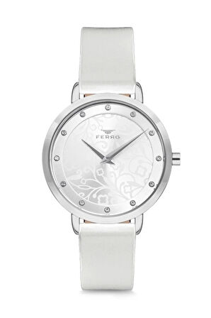 Beyaz Deri Kordon Kadın Kol Saati F2985b-1007-a