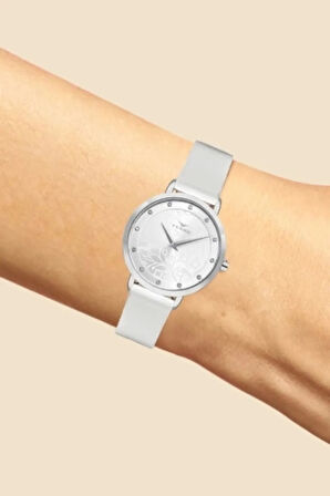 Beyaz Deri Kordon Kadın Kol Saati F2985b-1007-a