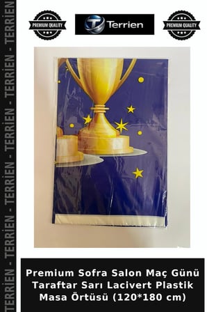 Premium Sofra Salon Maç Günü Taraftar Sarı Lacivert Plastik Masa Örtüsü (120*180 cm)