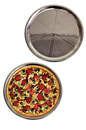 Delikli Çelik Pizza Ve Lahmacun Tepsisi Orta Boy -32  Cm