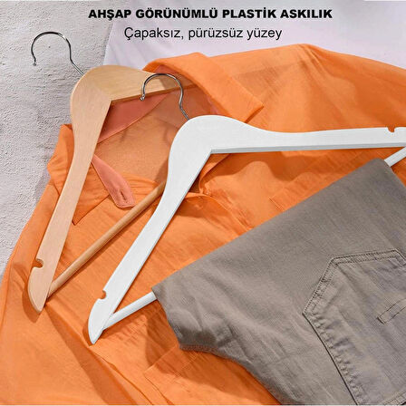 Microcase Ahşap Görünümlü Plastik Elbise Askısı A Kalite 10 adet  SİYAH AL4493