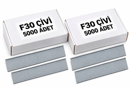 2'li Paket - F Tipi Tabanca Çivisi F30 / 5.000 Adet - F/J/8/E/TIPIN/TYPE47 Serisi Kesik Başlı Çivi