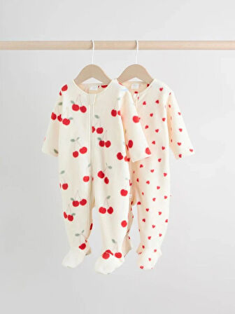 Next Baby Kiraz Desenli 2'li Polar Tulum