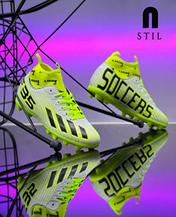  Erkek Çocuk Halısaha  Kranpon Çoraplı Çivili Futbol Spor Ayakkabısı F35KR