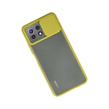 Xiaomi Mi 11 Lite Kılıf Palm Buzlu Kamera Sürgülü Silikon - Sarı iegxx