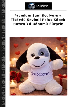 Premium Seni Seviyorum Tişörtlü Sevimli Peluş Köpek Hatıra Yıl Dönümü Sürpriz