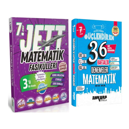 Ünlüler Yayınları 7. Sınıf Matematik JETT Soru Fasikülleri ve Ankara Yayıncılık Deneme Seti 2 Kitap