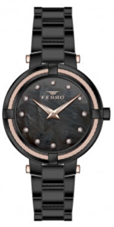 Ferro F40097A-G Quartz Çelik Siyah 32 mm Kadın Kol Saati