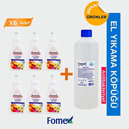 F401 Antibakteriyel Köpük Sabun 500 ml Pompalı 6 Adet +F109 Köpük Sabun 1000 