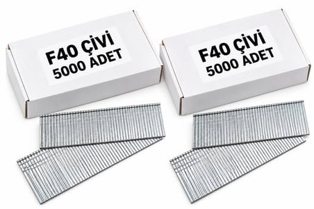 2'li Paket - F Tipi Tabanca Çivisi F40 / 5.000 Adet - F/J/8/E/TIPIN/TYPE47 Serisi Kesik Başlı Çivi