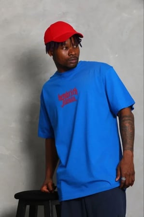 Marsilyan Erkek Tişört Baskılı Kısa Kol Saks Mavisi Regular Fit %100 Pamuk S Beden