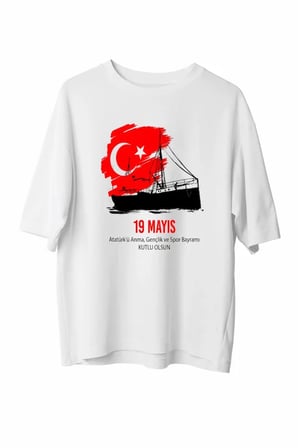 Marsilyan Erkek Tişört Beyaz Oversize %100 Pamuk Baskılı