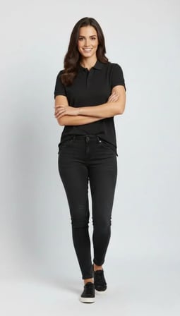 Pike Kumaş Düğmeli Yaka Regular Rahat Günlük Kısa Kol Tişört T-shirt - Siyah