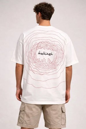 Erkek Bisiklet Yaka Baskılı Kısa Kollu Tişört Streetwear Günlük Basic Pamuklu T-shirt - Beyaz