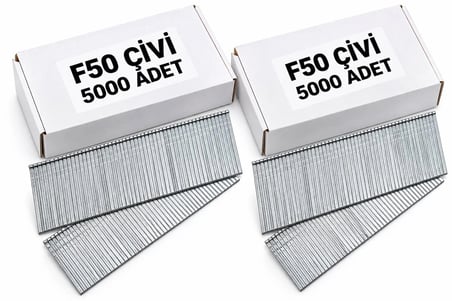 2'lipaket - F Tipi Tabanca Çivisi F50 / 5.000 Adet - F/J/8/E/TIPIN/TYPE47 Serisi Kesik Başlı Çivi