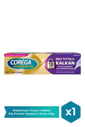 Corega Maksimum Tutuş + Kalkan Diş Protezi Yapıştırıcı Krem 40 gr