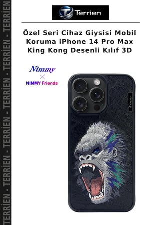 Özel Seri Cihaz Giysisi Mobil Koruma iPhone 14 Pro Max King Kong Desenli Kılıf 3D