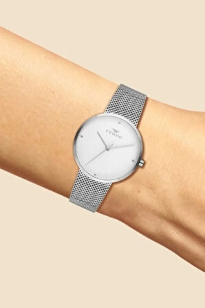 Gümüş Hasır kordon Kadın Kol Saati F81753C-863-A