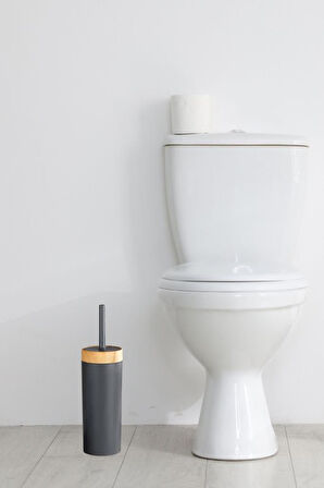 Flora Bambu Desen WC Klozet Fırçası Plastik, Tuvalet Banyo WC Temizleme Fırçası Gri