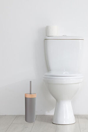 Flora Bambu Desen WC Klozet Fırçası Plastik, Tuvalet Banyo WC Temizleme Fırçası Kahve