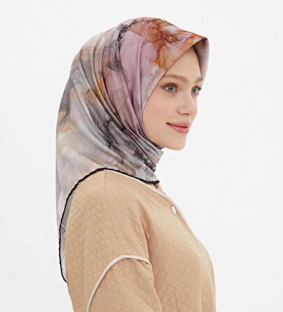 Armine Sport twill (tivil) Nostalji Desen Eşarp Gülkurusu Füme