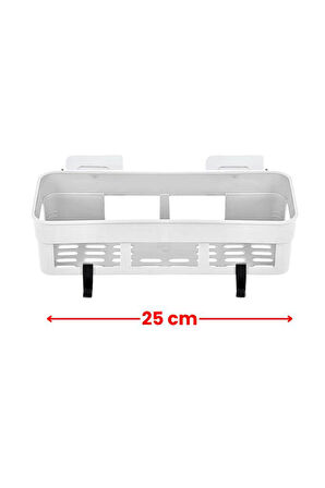 2 Adet Yapışkanlı Plastik Raf, Delme Vida Gerektirmeyen Banyo Duş Şampuan Mutfak Baharat Rafı Beyaz