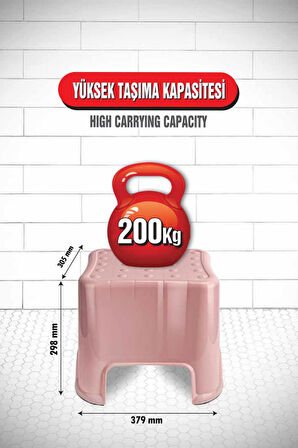 Flora 3 Adet Herkül Banyo Taburesi, Kaydırmaz Kauçuk Tabanlı 200 Kg Taşıma Kapasiteli Lüks Tabure