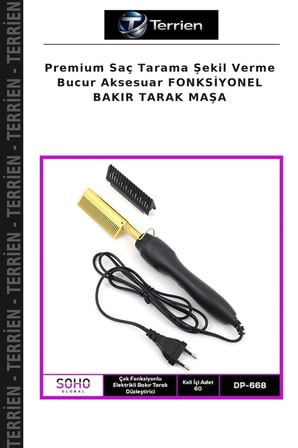Premium Saç Tarama Şekil Verme Bucur Aksesuar FONKSİYONEL BAKIR TARAK MAŞA
