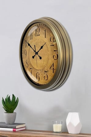 Bronz Nostalji 40 Cm Metal Eskitme Duvar Saati iegxx