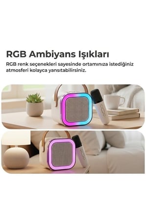 Özel Üretim Bluetooth Hoparlör Mikrofonlu Speaker K12 Beyaz Toplantı Eğlence Hediye