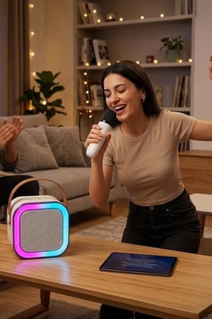 Özel Üretim Bluetooth Hoparlör Mikrofonlu Speaker K12 Beyaz Toplantı Eğlence Hediye