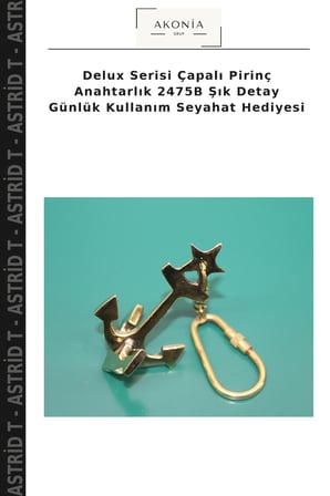 Delux Serisi Çapalı Pirinç Anahtarlık 2475B Şık Detay Günlük Kullanım Seyahat Hediyesi
